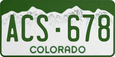 CO license plate ACS678