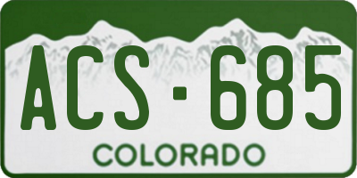 CO license plate ACS685