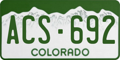 CO license plate ACS692