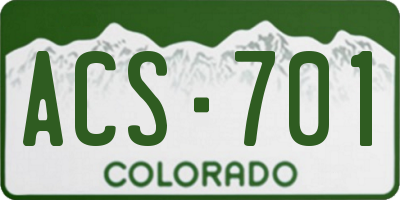 CO license plate ACS701