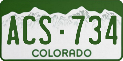 CO license plate ACS734