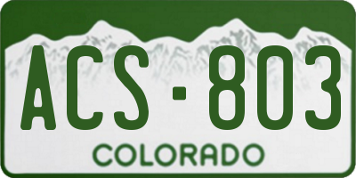 CO license plate ACS803
