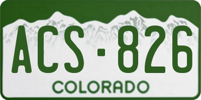 CO license plate ACS826
