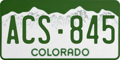 CO license plate ACS845