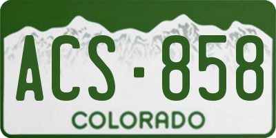 CO license plate ACS858