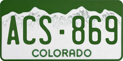 CO license plate ACS869