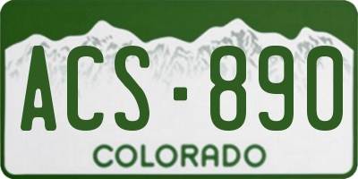 CO license plate ACS890