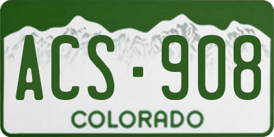 CO license plate ACS908