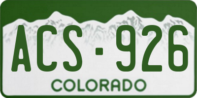CO license plate ACS926