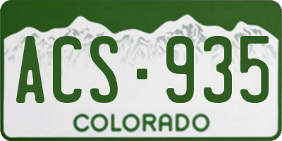 CO license plate ACS935