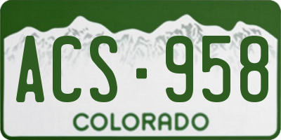 CO license plate ACS958