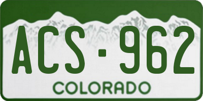 CO license plate ACS962