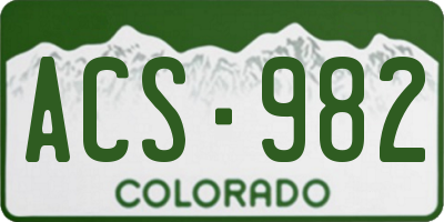 CO license plate ACS982