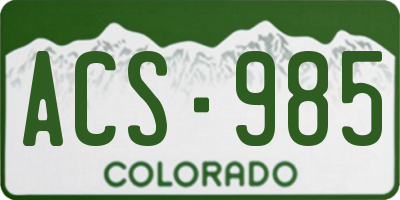 CO license plate ACS985