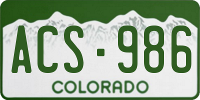 CO license plate ACS986