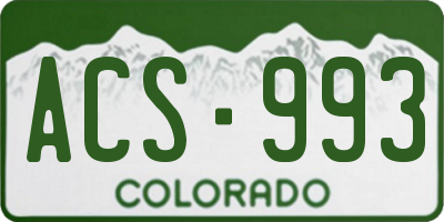CO license plate ACS993