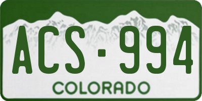 CO license plate ACS994