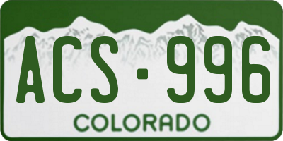 CO license plate ACS996