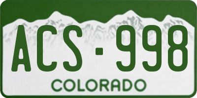 CO license plate ACS998