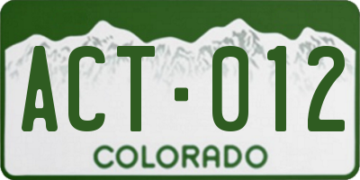 CO license plate ACT012