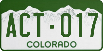 CO license plate ACT017