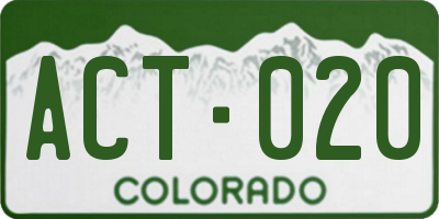 CO license plate ACT020