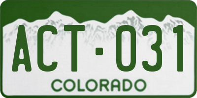 CO license plate ACT031
