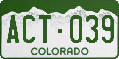 CO license plate ACT039