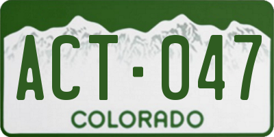 CO license plate ACT047