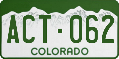 CO license plate ACT062