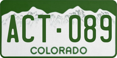 CO license plate ACT089