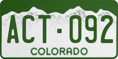 CO license plate ACT092