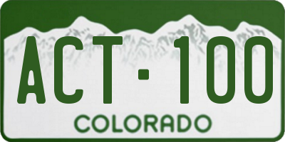 CO license plate ACT100