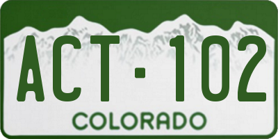 CO license plate ACT102