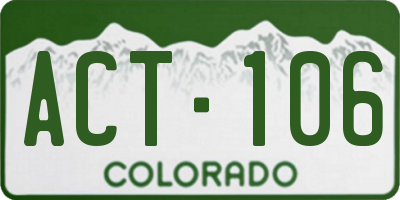 CO license plate ACT106