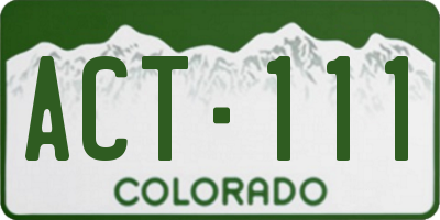 CO license plate ACT111