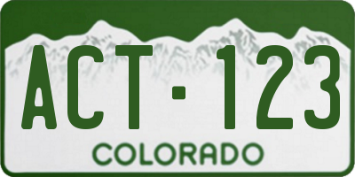 CO license plate ACT123