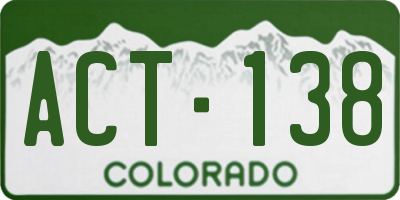 CO license plate ACT138