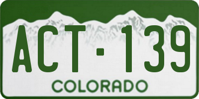 CO license plate ACT139