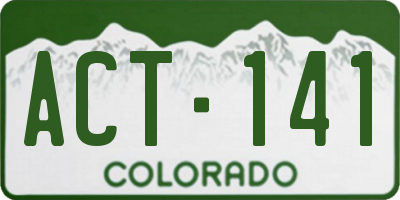 CO license plate ACT141