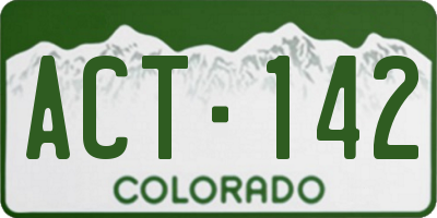 CO license plate ACT142