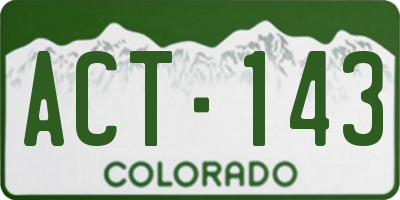CO license plate ACT143