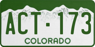 CO license plate ACT173
