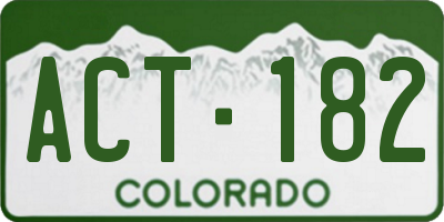 CO license plate ACT182