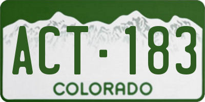 CO license plate ACT183