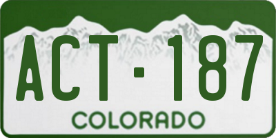 CO license plate ACT187
