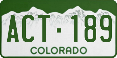 CO license plate ACT189