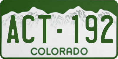 CO license plate ACT192