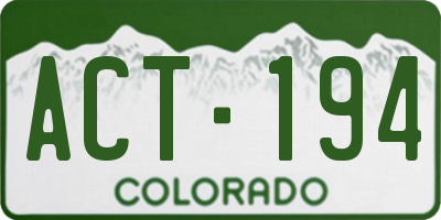 CO license plate ACT194