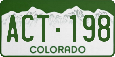 CO license plate ACT198